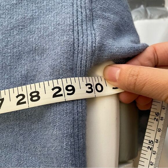 PROMESA High Art Asymmetrical Funnel Neck Sweater Ash Blue wool blend sz Large‎ - Picture 12 of 12
